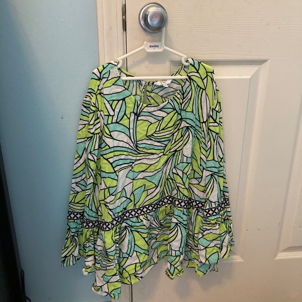 Crown & Ivy blue green mid-sleeve blouse